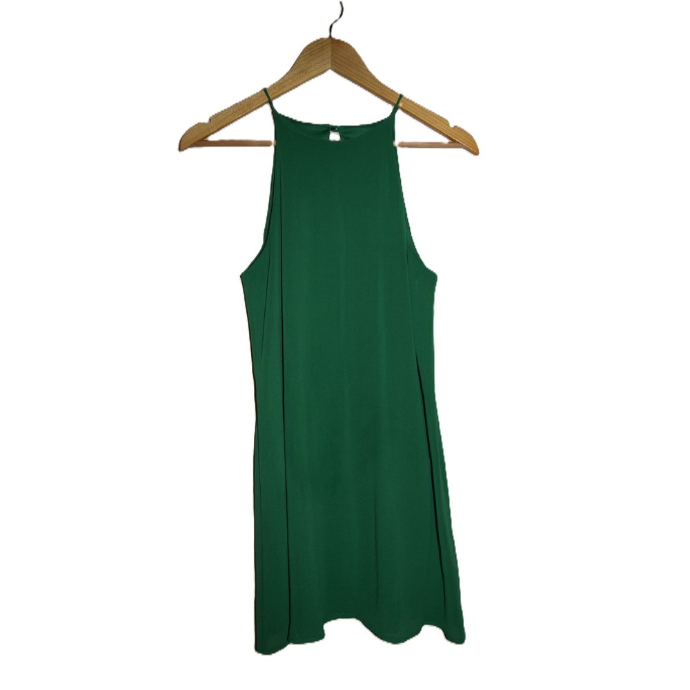 Tyche Mini Dress Women S Green Excellent High Neck Keyhole Back Sleeveless Shift